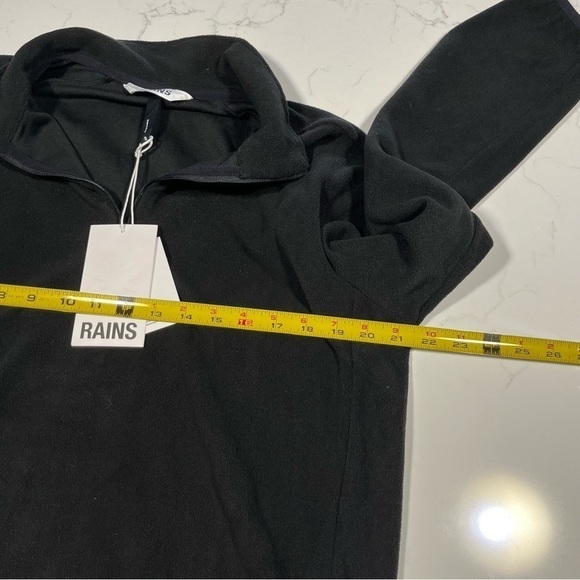 Rains Black Fleece Half Zip Pullover Sweatshirt Small - Picture 10 of 11